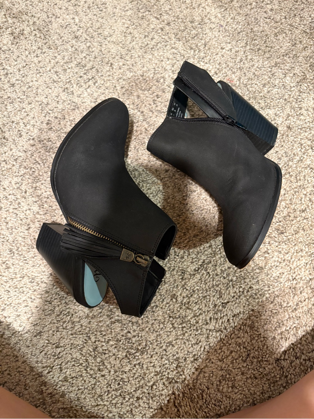 Black Cutout Suede Block Heel Ankle Boots